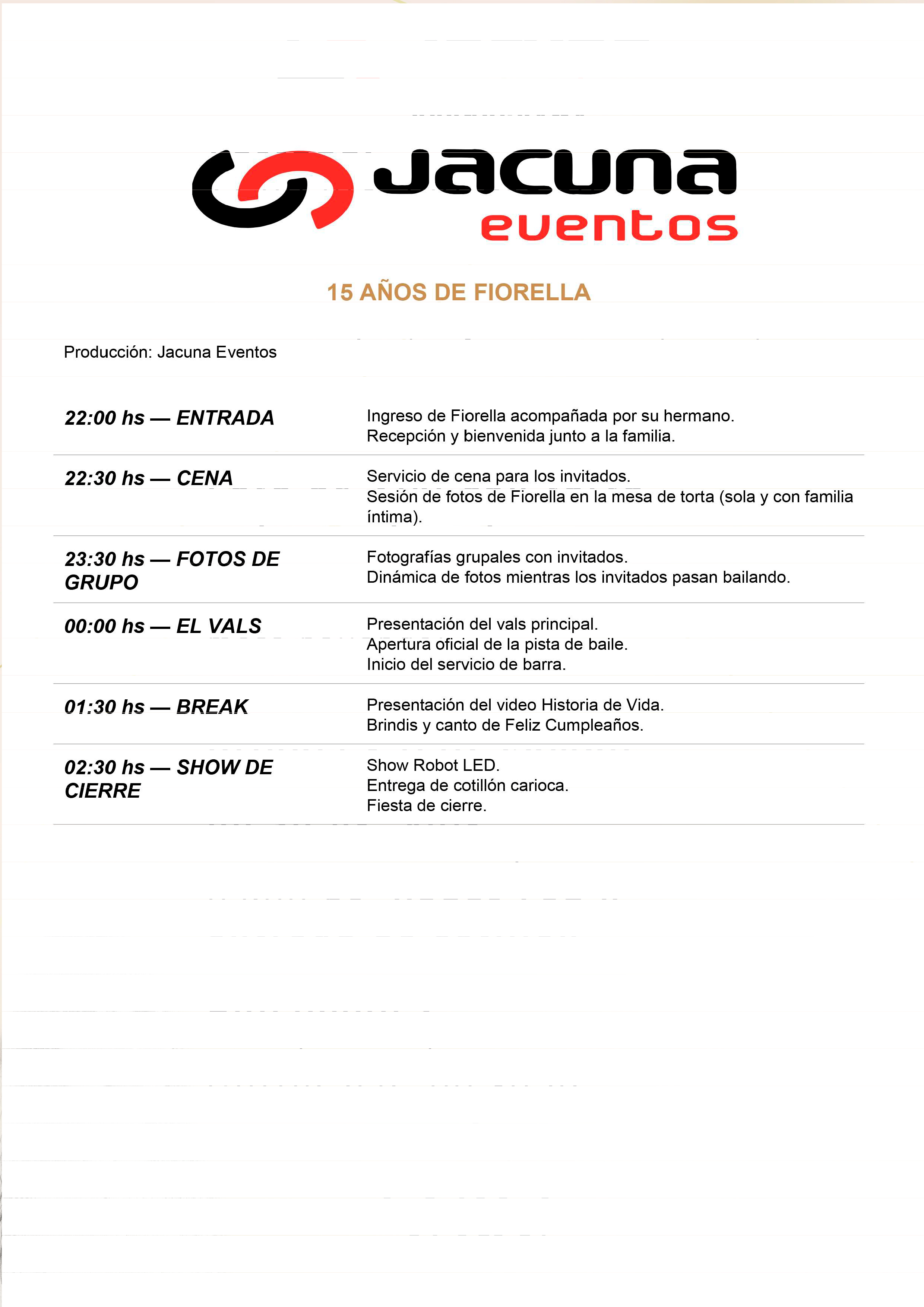 Cronograma del evento